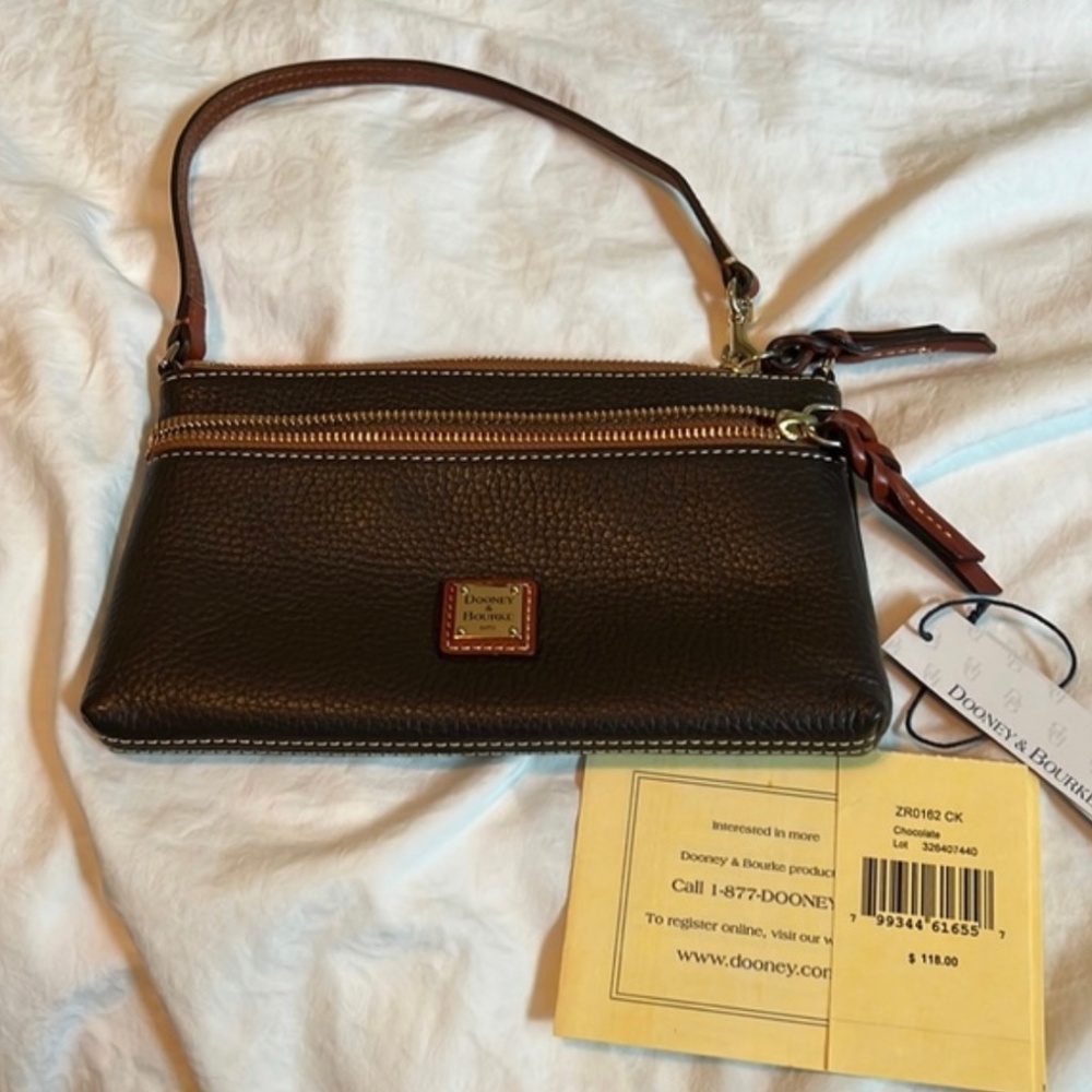 Dooney and Bourke double zip pebble grain leather  wristlet